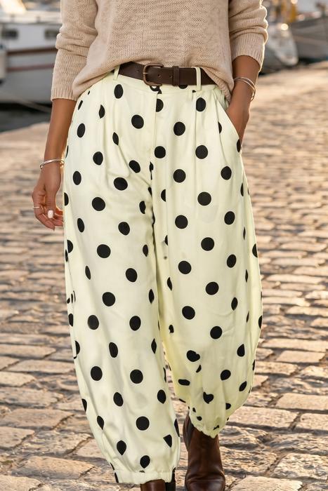 Polka Dot Ankle-Length Harem Pants | S-XL