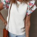  Textured Knit Abstract Print Tiered Sleeve Top | S-XL