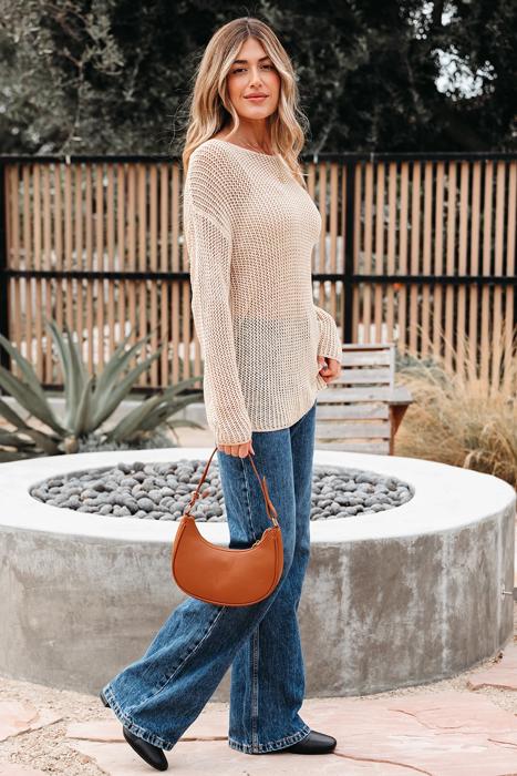 Crochet Open-Knit Sweater Top | S-XL