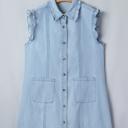  Classic Chic Ruffle Collar Denim Dress | S-XL