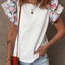  Textured Knit Abstract Print Tiered Sleeve Top | S-XL