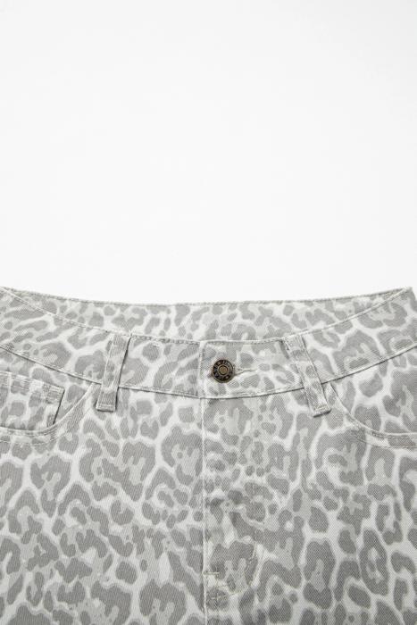 High Waisted Leopard Wide Leg Jeans