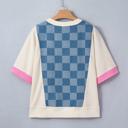  Checkerboard Denim Chic Top | S-XL