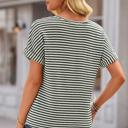  Notched V-Neck Textured Knit Short Sleeve Top | S-XL