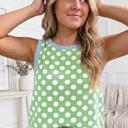  Round Neck Contrast Polka Dot Tank | S-XL