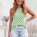  Round Neck Contrast Polka Dot Tank | S-XL