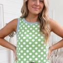  Round Neck Contrast Polka Dot Tank | S-XL