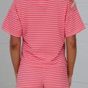  Striped Knit T-Shirt & Elastic Waist Shorts Set | S-XL