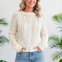  Cable Knit Drop Shoulder Sweater | S-XL