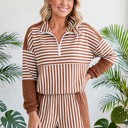  Stripe Patchwork Pullover & Shorts Set | S-XL