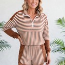  Stripe Patchwork Pullover & Shorts Set | S-XL