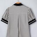  Classic Stripe Collared Bubble Sleeve Blouse | S-XL