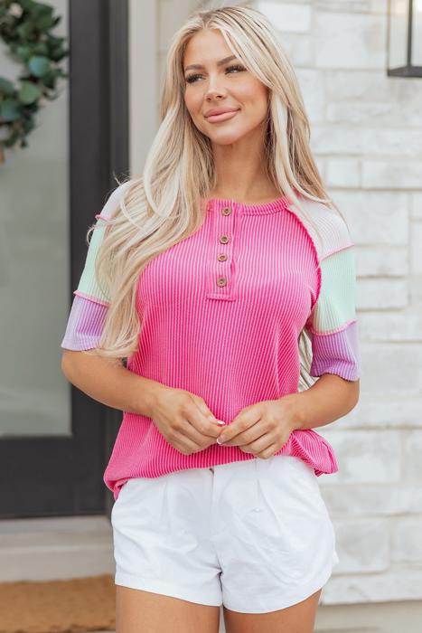 Twisted Texture Colorblock Henley