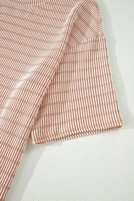 Striped Ribbed Tee & Drawstring Shorts Set | S-XL