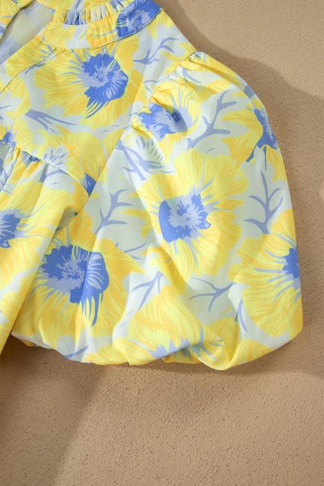 Floral Print Bubble Sleeve Blouse | S-XL