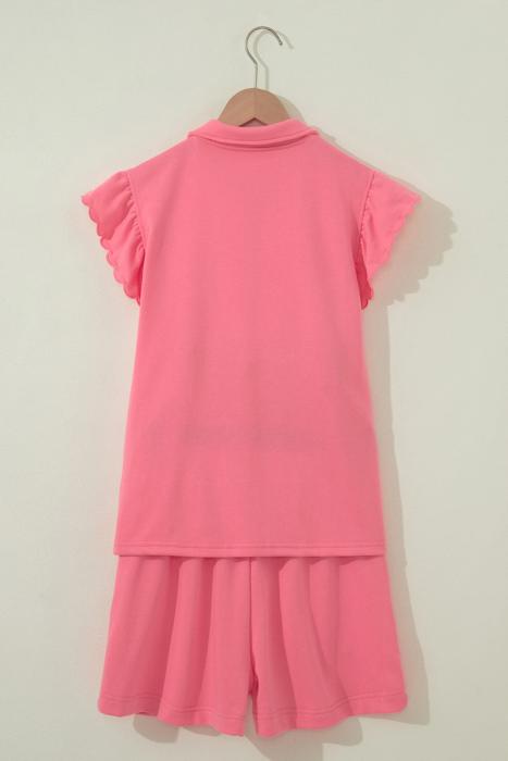 Ruffled Half Zipped Short Set | S-XL