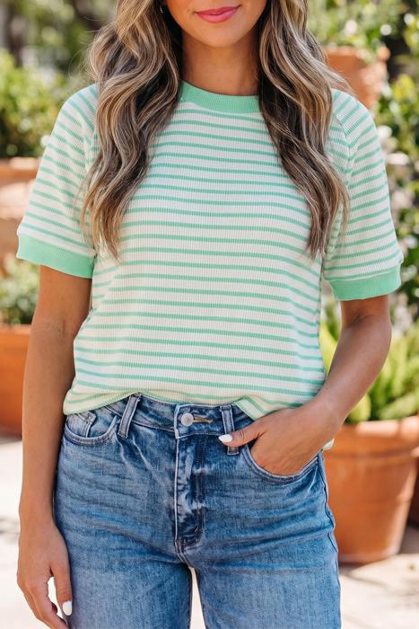 Stripe Colorblock Trim Short Sleeve Tee | S-XL