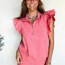  Ruffled Half Zipped Short Set | S-XL