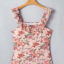  Retro Floral Square Neck Ruffle Trim Tank Top | S-XL