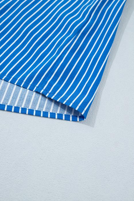 Short Puff Sleeve Stripe Ruffle Blouse | S-XL