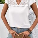  Sheer Lace Split Neck Ruffle Blouse | S-XL