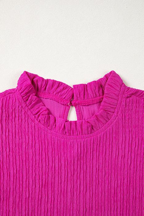 Ruffle Trim Basic Blouse | S-XL