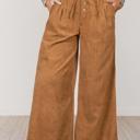  Button Front Elastic Waist Wide Leg Pants | S-XL