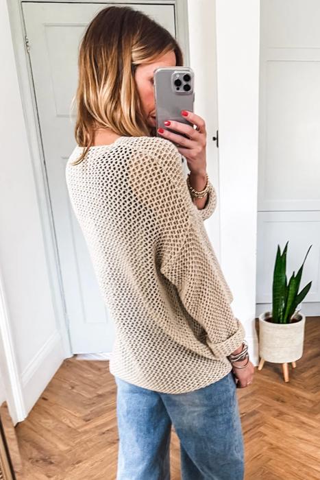Crochet Open-Knit Sweater Top | S-XL