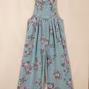  Pleated Floral High-Waist Wide-Leg Denim Jumpsuit | S-XL