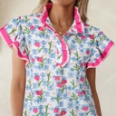  Floral Breeze Colorblock Flutter Sleeve Blouse | S-XL