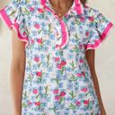 Small Rose Floral Breeze Colorblock Flutter Sleeve Blouse | S-XL