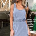  Mineral Wash Sleeveless Elastic Waist Mini Dress | S-XL