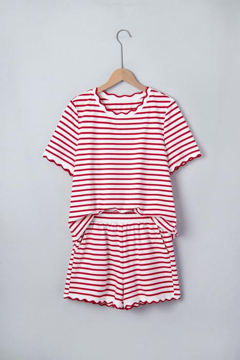 Stripe Scallop Lounge Short Set | S-XL
