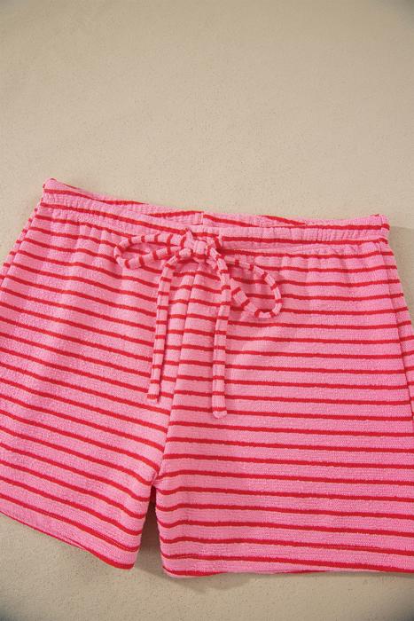 Striped Knit T-Shirt & Elastic Waist Shorts Set | S-XL