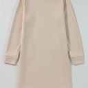  Textured Long Sleeve Side Pockets Shift Dress
