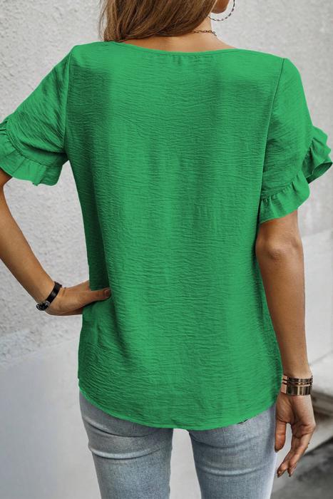 Ruffle Charm Short Sleeve Blouse | S-XL