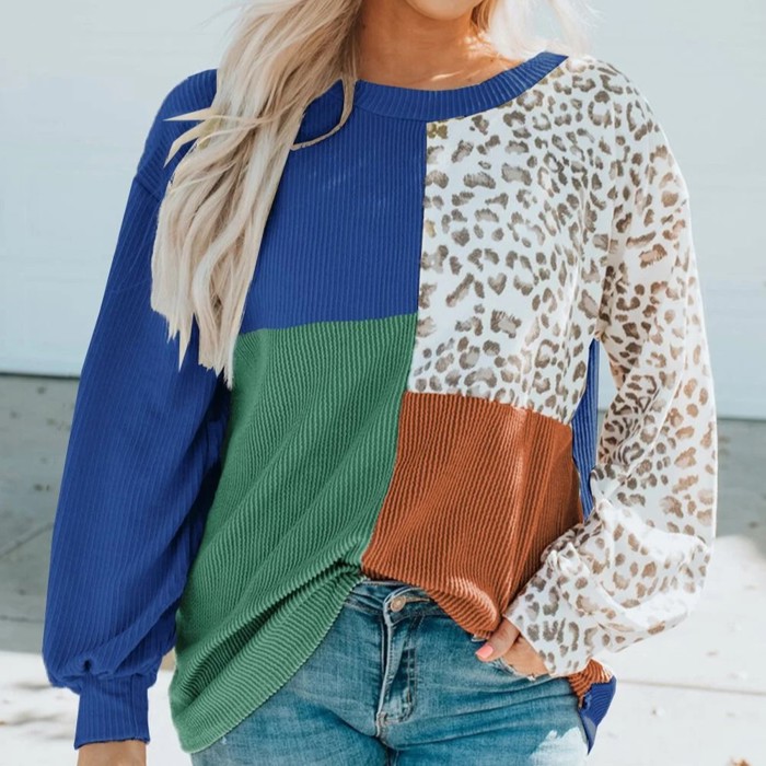 Color Block & Patchwork Ribbed Top | S-2XL