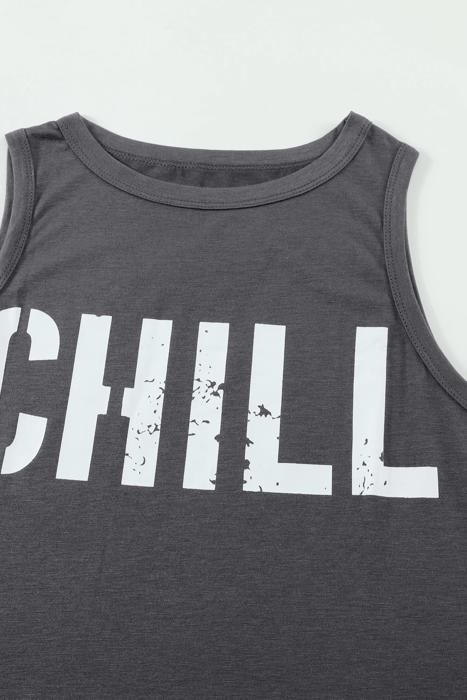 CHILL Letter Print Summer Tank | S-XL
