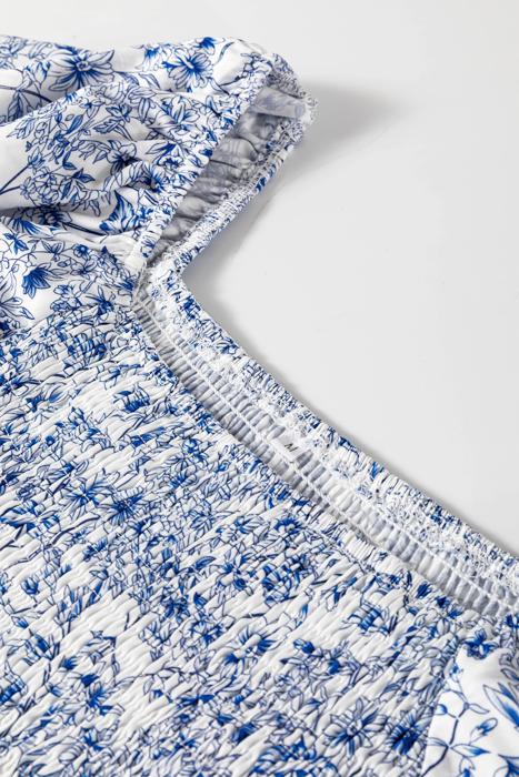 Floral Square-Neck Ruffle Sleeve Blouse | S-XL