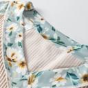  Ribbed Floral Contrast Long Sleeve Top | S-XL