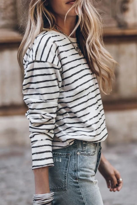 Casual Retro Striped Long Sleeve Top | S-XL