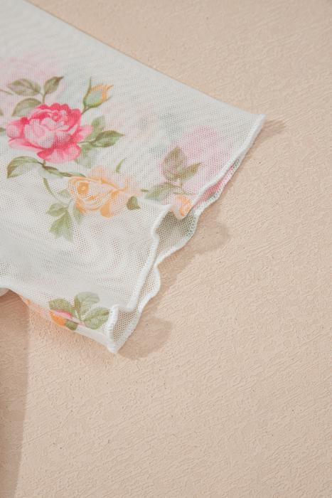 Sheer Bloom Mock Neck Top | S-XL