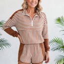  Stripe Patchwork Pullover & Shorts Set | S-XL