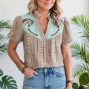  Pony Embroidered Western Yoke Blouse | S-XL