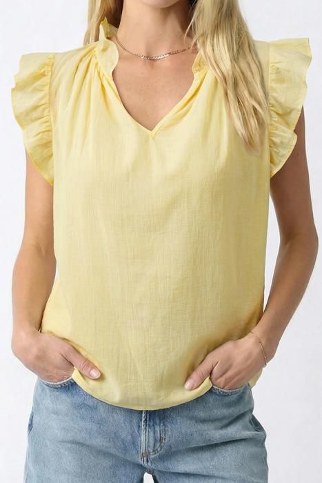 Ruffle Trim V-Neck Sleeveless Blouse | S-XL
