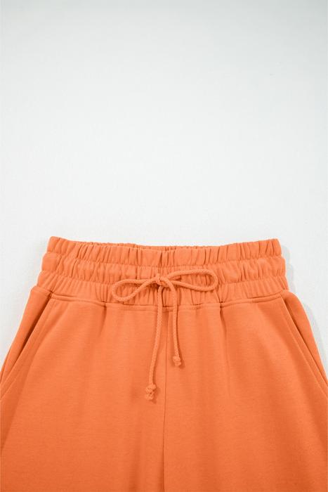 Drop Shoulder Puff Sleeve Cropped Pullover Pants Set | S-XL