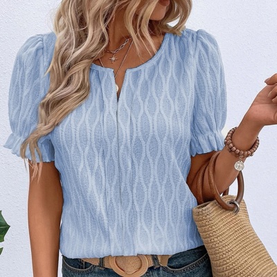 Spring Whisper Textured Puff Sleeve Blouse | S-2XL