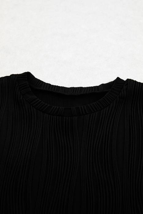 Wavy Texture Cap Sleeve Blouse | S-2XL | Free Shipping
