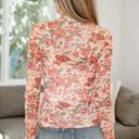  Floral Print Mesh Long Sleeve Top | S-XL