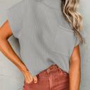  Pocket Ribbed Knit Short Sleeve Sweater | S-XL